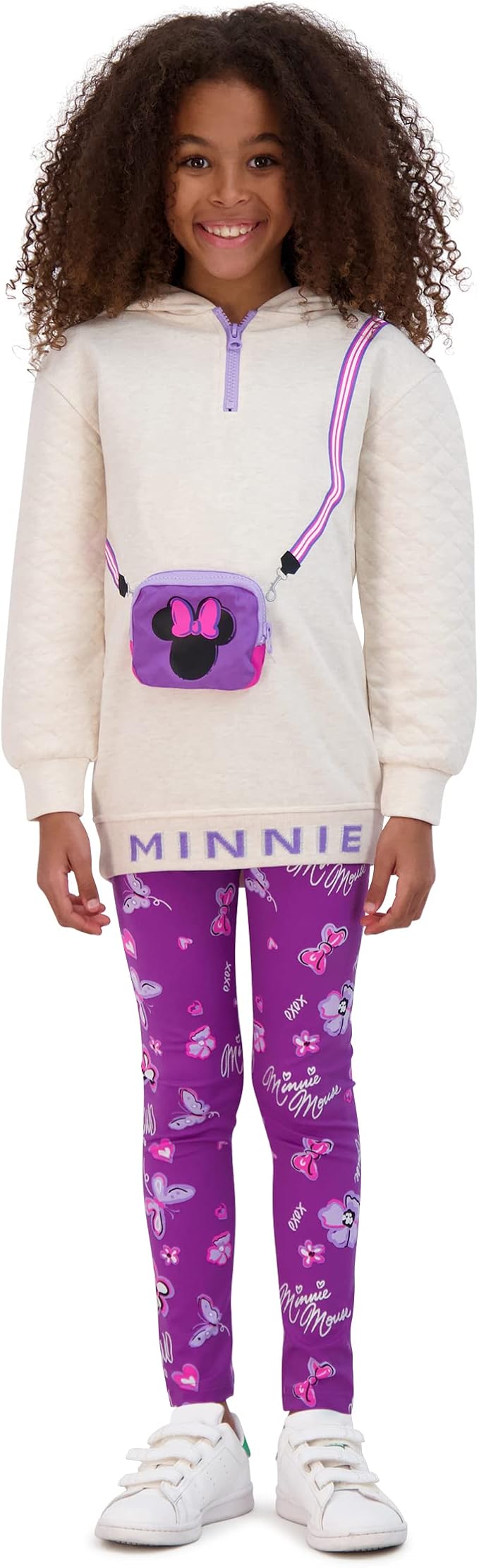 Disney Minnie Mouse Girls Hoodie and Leggings 2-Pack with Attached Zipper Purse, Girls Hooded Sweatshirt and Active Leggings - Image 2