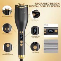 Automatic Curling Iron, Hair Curler 1" Large Slot, 4 Temperature Settings, 12s-19s Timers, Dual Voltage, Anti-Scald, Anti-Tangle, Auto Shut-Off, LCD Display, Fast Heating Easy for Use, Black - Image 4