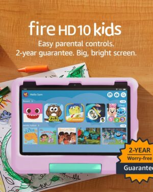 Amazon Fire HD 10 Kids tablet (newest model) ages 3-7 | Bright 10.1" HD screen with included ad-free and exclusive content, robust parental controls, 13-hr battery, 32 GB, Pink
