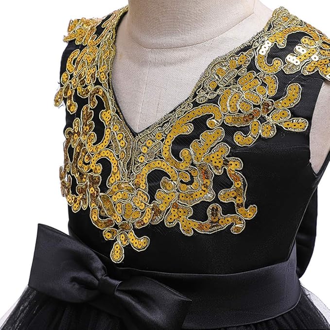ODASDO Flower Girl Dress Kids Baby Sequin Bowknot Tutu Princess Wedding Bridesmaid Birthday Party Pageant Dress 6M-11T - Image 4