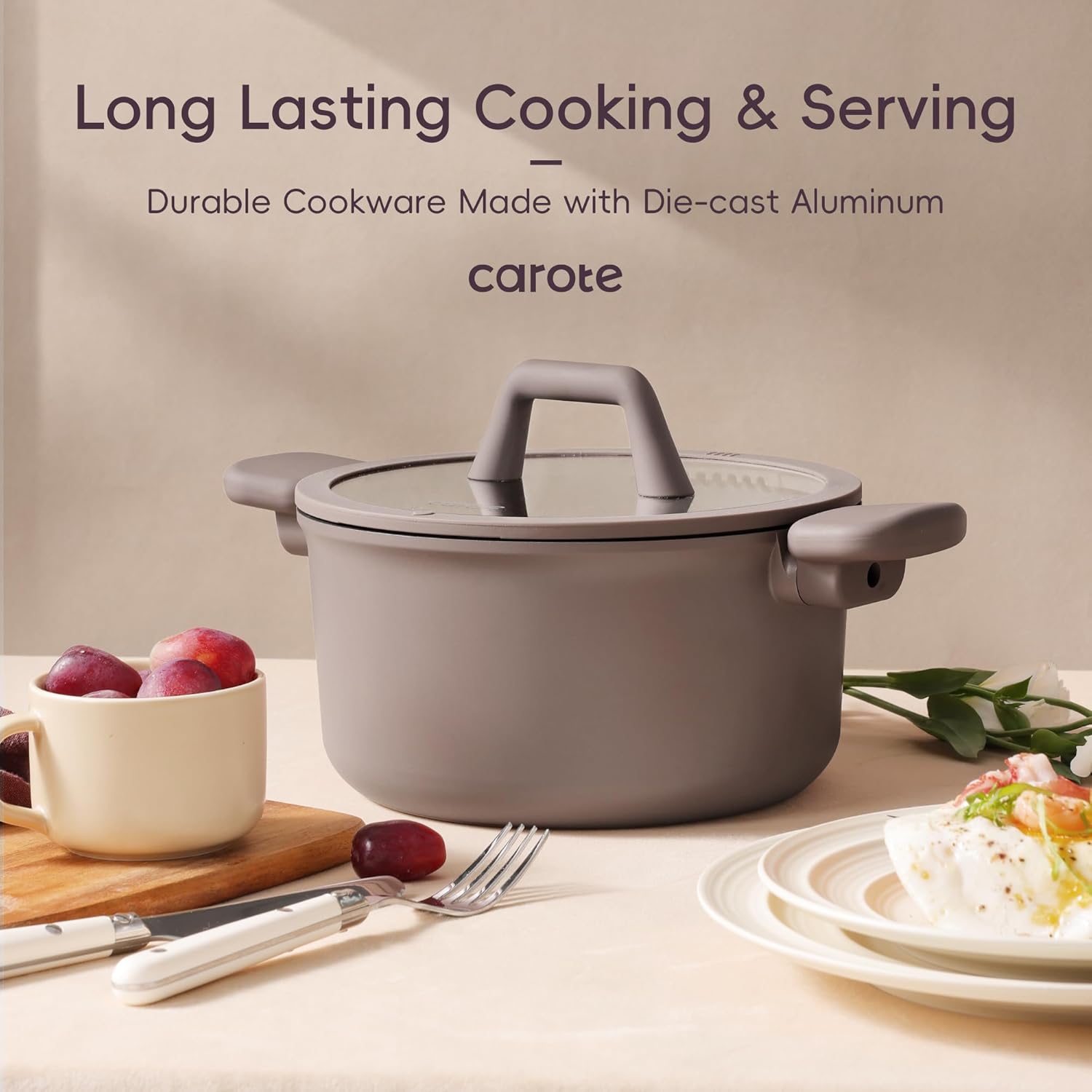 CAROTE 19PCS Pots and Pans Set, Nonstick Cookware Set, Kitchen Cooking Set Induction Non-toxic Granite Set - Image 3