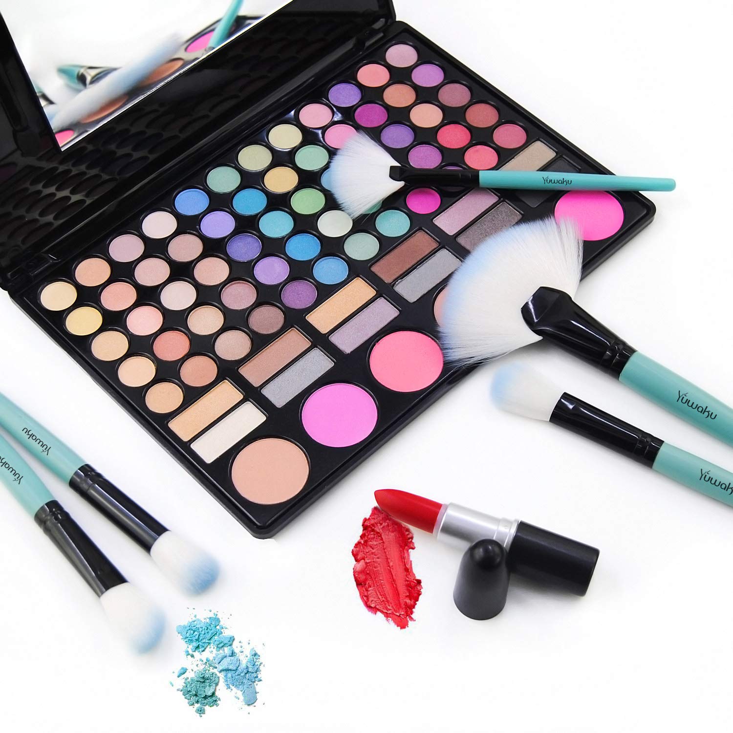 Makeup Brushes Set, 32pcs Blue Premium Cosmetic Make Up Brushes Foundation Blending Blush Concealer Shader Eyeshadow Eyeliner Compatible withTravel Makeup Bag - Image 3