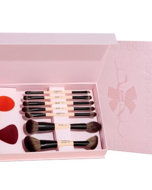 Jessup Makeup Brushes Set with Makeup Sponge, 7pcs Double Sided Makeup Brushes for Foundation Concealer Blush Eyeshadow Contour Bronzer Powder Blending Eyebrow Eyeliner with Gift Box, T506