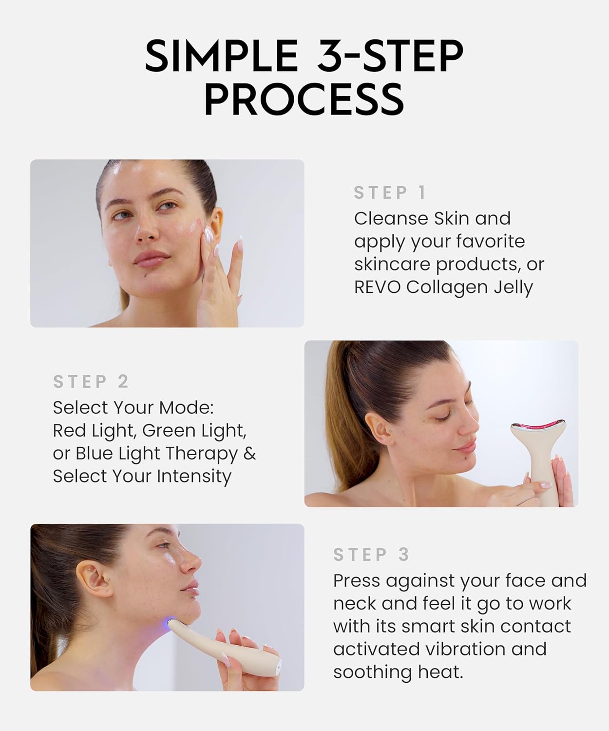 REVO Genie | Face & Neck Beauty Massager with Ultra Powerful LEDs for Wrinkles, Fine Lines, Puffy Skin, Uneven Skin Tone, Lymphatic Drainage, Lifting & Firming Facial Sculpting Tool with Light Therapy - Image 2