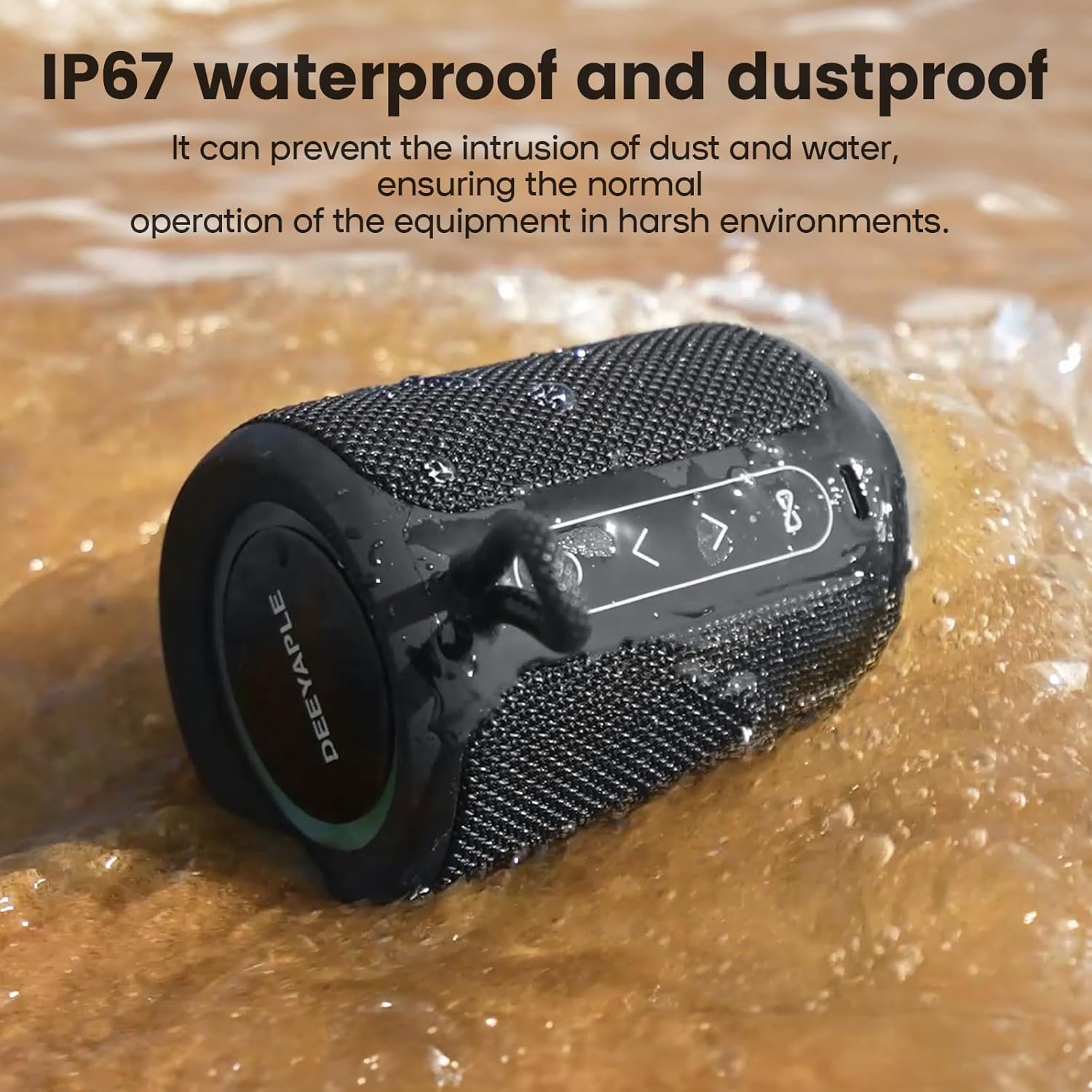 Bluetooth Speaker Wireless,IP67 Waterproof & Dustproof Portable Speaker with Lights,15W Loud Stereo Sound, 2500mAh Battery All Day Playtime, TWS Pairing, BT5.3, Home/Party/Outdoor/Beach (Black) - Image 4