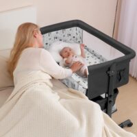 Baby Bassinet, Baby Basinet Bedside Sleeper, Easy to Fold Portable Crib Side Bassinet 2025new Style Girl/boy bassinets (Dark Gray) - Image 6