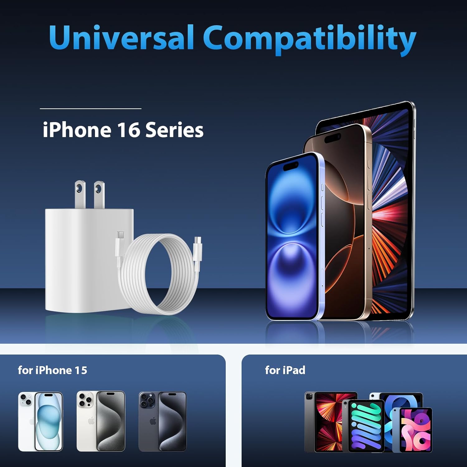 iPhone 17 16 Charger Fast Charging, 20W iPhone 17 16 Pro Max USB C Fast Charger Block with 10FT Long Type C Fast Charging Cable for iPhone 17/17 Pro Max/iPhone Air/16 Pro Max/15/iPad, Samsung Series - Image 4