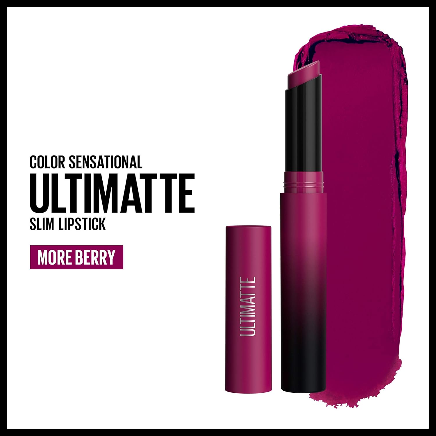 Maybelline Color Sensational Ultimatte Matte Lipstick, Non-Drying, Intense Color Pigment, More Berry, Warm Berry Purple, 1 Count - Image 7