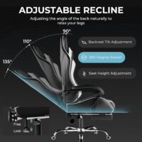 GTPLAYER Gaming Chair, Computer Chair with Footrest and Lumbar Support, Height Adjustable Game Chair with 360°-Swivel Seat and Headrest and for Office or Gaming (Pearl White) - Image 5
