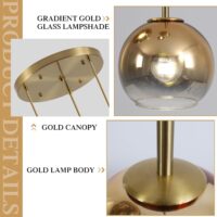 KCO Lighting 3 Light Globe Cluster Pendant Light Modern Glass Cluster Chandelier Gold Glass Pendant Light Fixture Mid Century Dining Room Chandelier Multi Pendant Light Fixture - Image 4