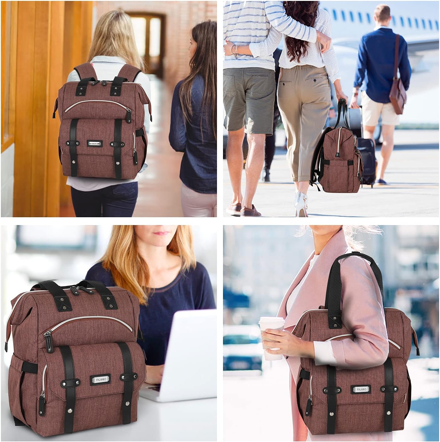 FALANKO Laptop Backpack for Women,Stylish Doctor Nurse Teacher Work Travel Backpack for 15.6 Inch Laptop with RFID Anti-theft USB Charging Port Water Resistant College Purse Business Computer Bookbag - Image 2