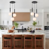 KCO Lighting 3 Light Globe Cluster Pendant Light Modern Large Milk Glass Chandelier Mid Century Black Cluster Chandelier Pendant Lighting Vintage Multi Light Hanging Ceiling Fixture - Image 5