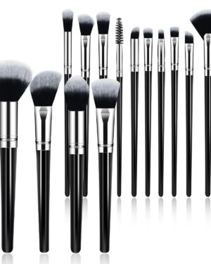 BS-MALL Makeup Brushes Set 14 Pcs with 1 Pcs Makeup Sponge – Essential Foundation Powder Concealers, Eye Shadows, Blush Makeup Brushes with Travel Makeup Case (Champagne)