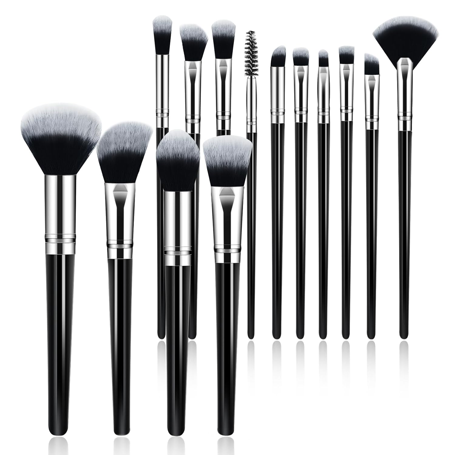 BS-MALL Makeup Brushes Set 14 Pcs with 1 Pcs Makeup Sponge – Essential Foundation Powder Concealers, Eye Shadows, Blush Makeup Brushes with Travel Makeup Case (Champagne)