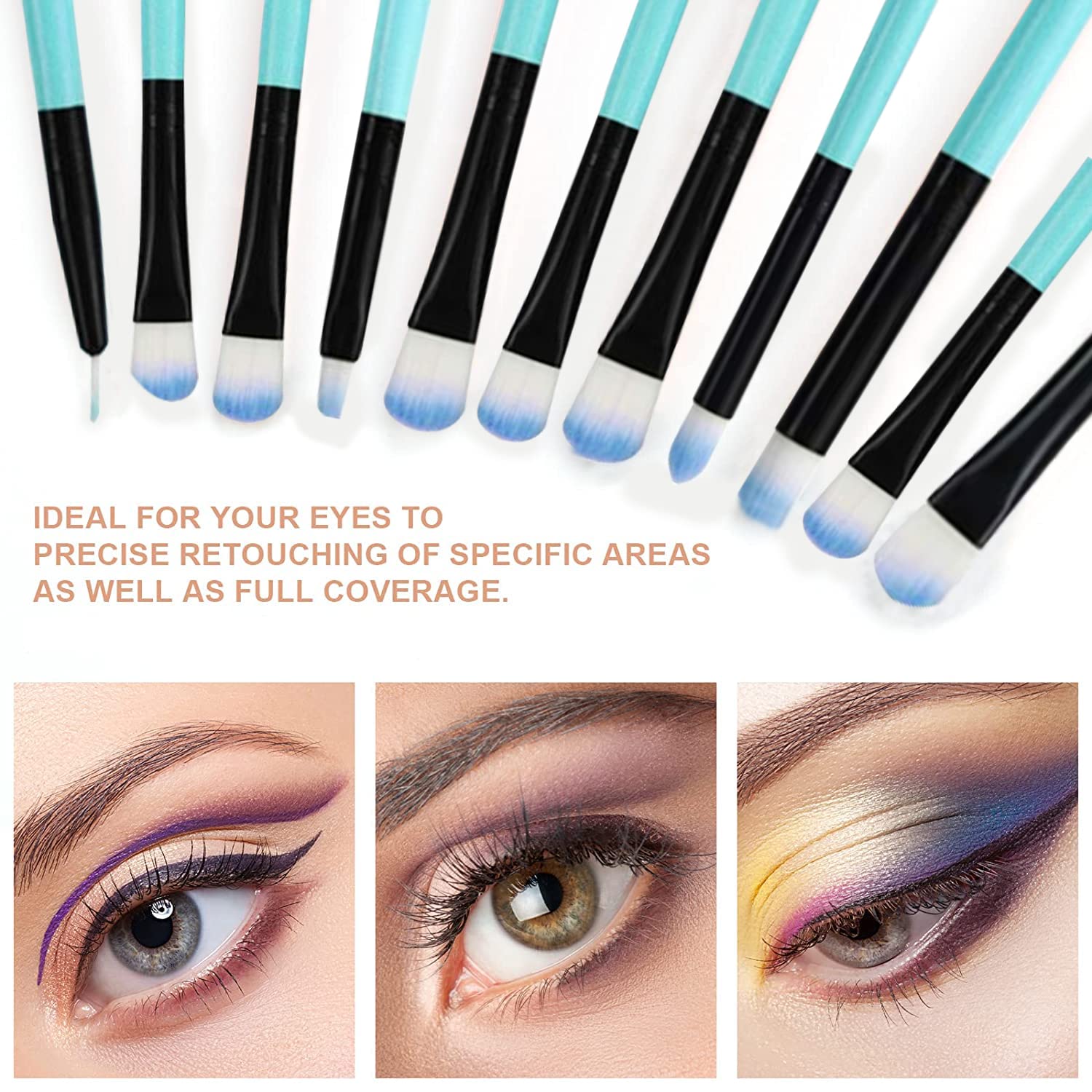 Makeup Brushes Set, 32pcs Blue Premium Cosmetic Make Up Brushes Foundation Blending Blush Concealer Shader Eyeshadow Eyeliner Compatible withTravel Makeup Bag - Image 7
