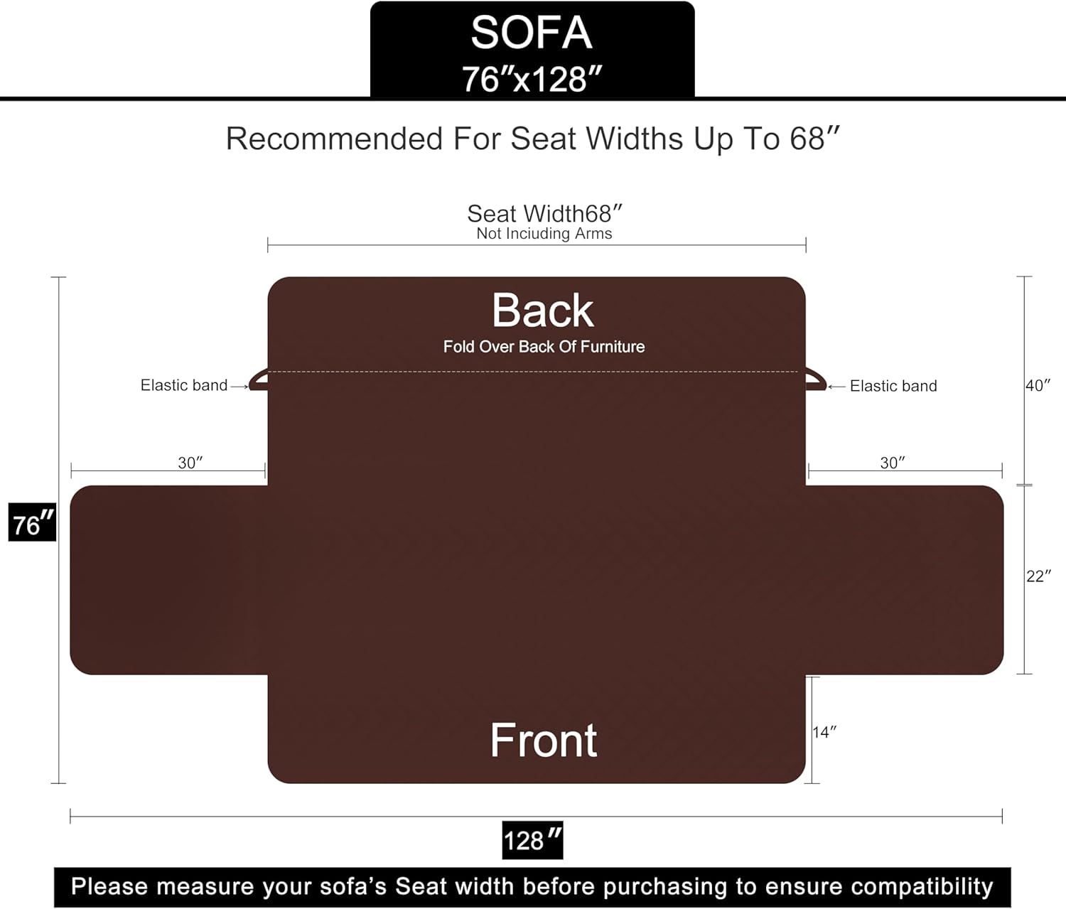 U-NICE HOME Reversible Sofa Cover Couch Cover for Dogs with Elastic Straps Water Repellent Furniture Protector for Pets Couch Cover for 3 Cushion Couch (Sofa, Coffee/Beige) - Image 2