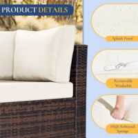 FHFO 7 Piece Outdoor Wicker Patio Furniture Set, Rattan Sectional Sofa Couch, Patio Conversation Set with Cushion & Coffee Table, for Backyard Poolside Porch Garden, Brown-Beige - Image 5