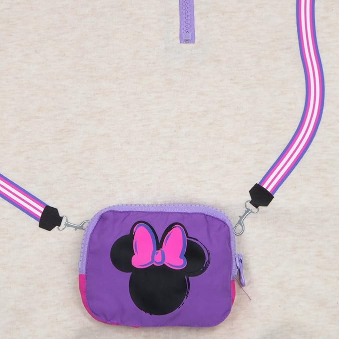 Disney Minnie Mouse Girls Hoodie and Leggings 2-Pack with Attached Zipper Purse, Girls Hooded Sweatshirt and Active Leggings - Image 4