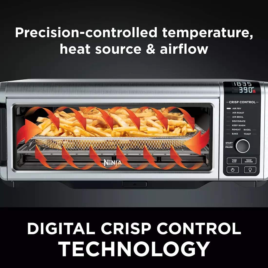 Ninja Foodi 9-in-1 Digital Oven Air Fry, Air Roast/ Broil, Bake, Bagel, Toast, Dehydrate, Keep Warm, and Reheat - Stainless Steel - Image 3