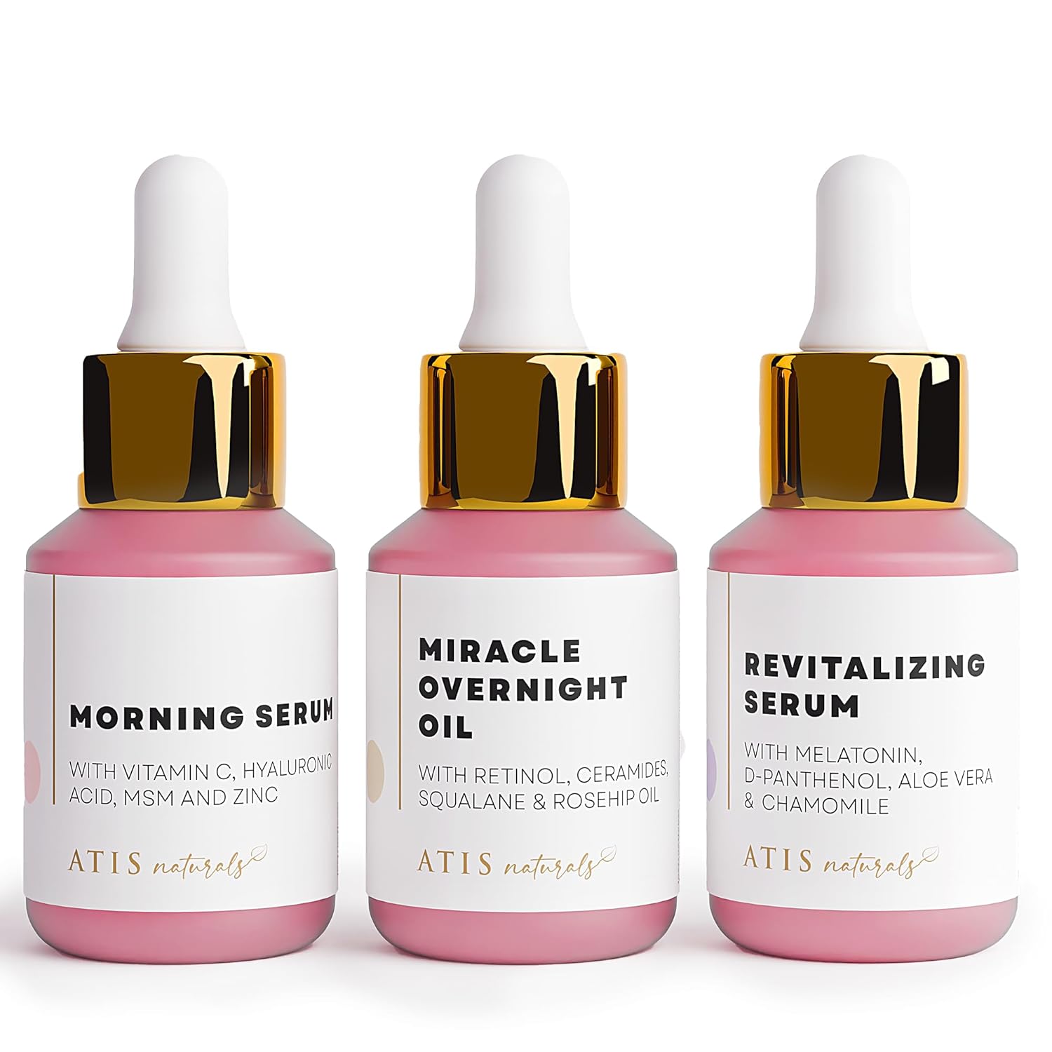 ATIS Facial Serum 3 Pack, Vitamin C Serum, Retinol Serum and Hyaluronic Acid Serum For Anti Aging & Wrinkle - Boost Skin Collagen, Hydrate & Plump Skin