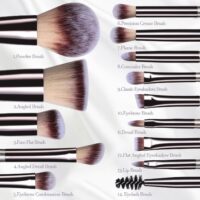 BS-MALL Makeup Brushes Set 14 Pcs with 1 Pcs Makeup Sponge – Essential Foundation Powder Concealers, Eye Shadows, Blush Makeup Brushes with Travel Makeup Case (Champagne) - Image 4