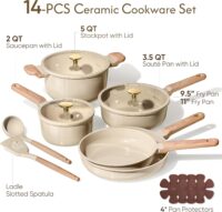 CAROTE 14Pcs Pots and Pans Set Non stick, Ceramic Cookware Set, Non-toxic Kitchen Cooking Set, PFAS and PFOA Free - Image 7
