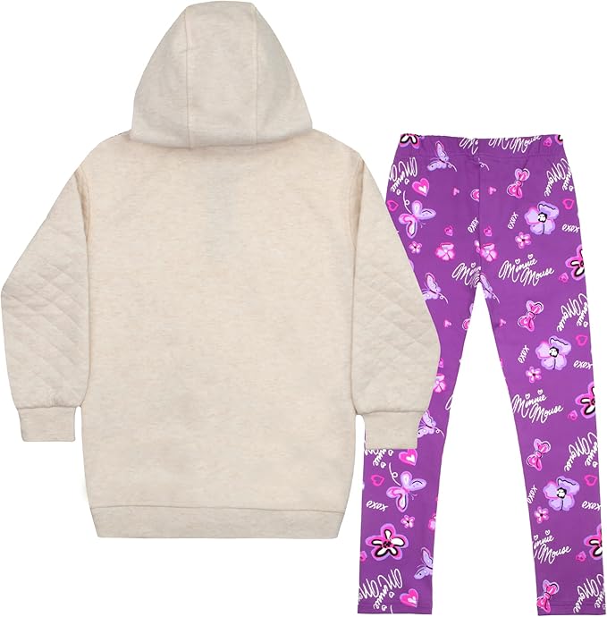 Disney Minnie Mouse Girls Hoodie and Leggings 2-Pack with Attached Zipper Purse, Girls Hooded Sweatshirt and Active Leggings - Image 7