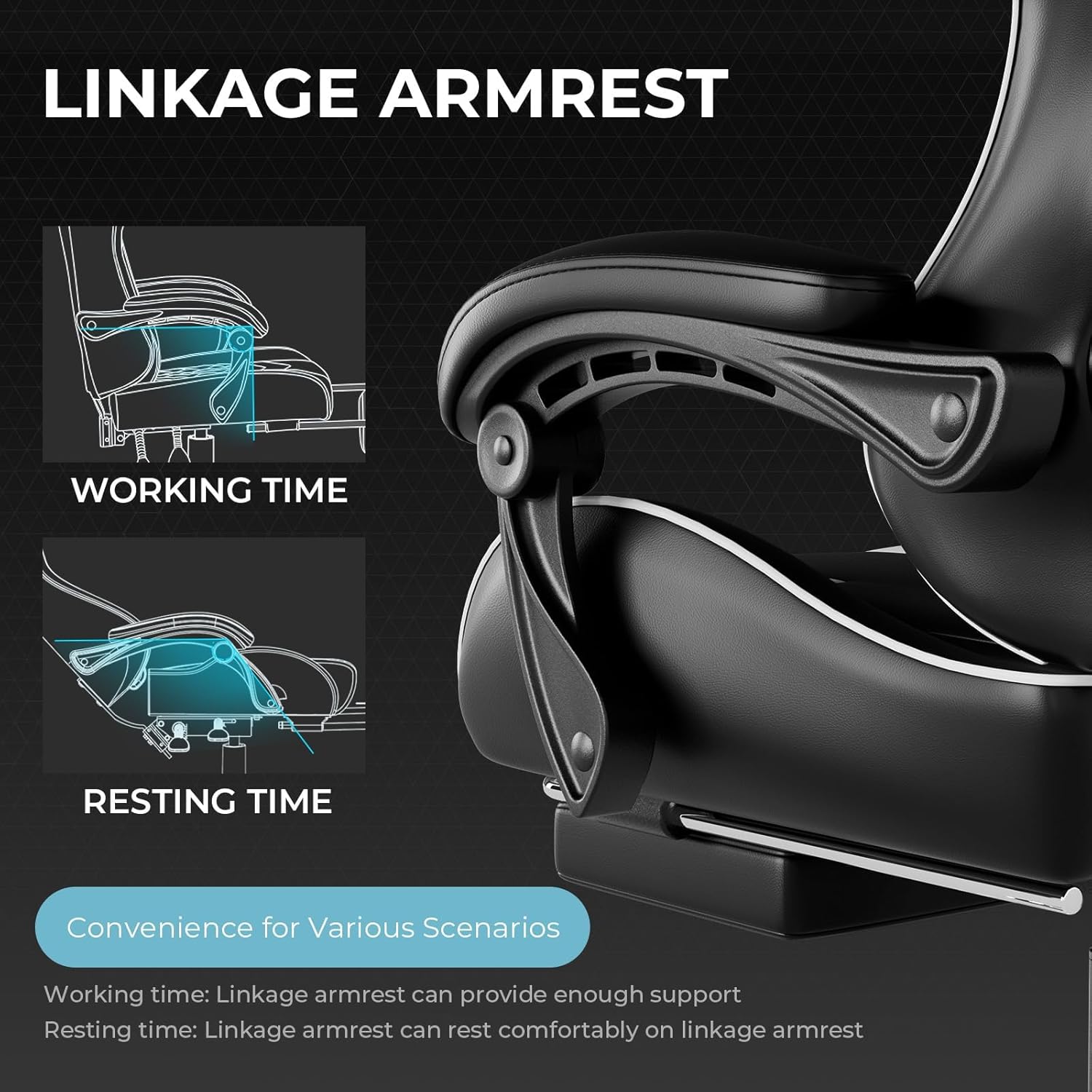 GTPLAYER Gaming Chair, Computer Chair with Footrest and Lumbar Support, Height Adjustable Game Chair with 360°-Swivel Seat and Headrest and for Office or Gaming (Pearl White) - Image 4