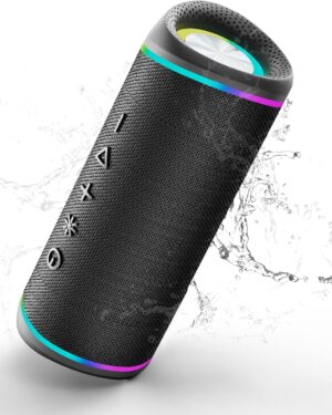 Bluetooth Speaker with HD Sound, Portable Wireless, IPX5 Waterproof, Up to 20H Playtime, TWS Pairing, Bluetooth 5.3, for Home, Party, Beach, Outdoor, Electronic Gadgets, Birthday Gift (Black)