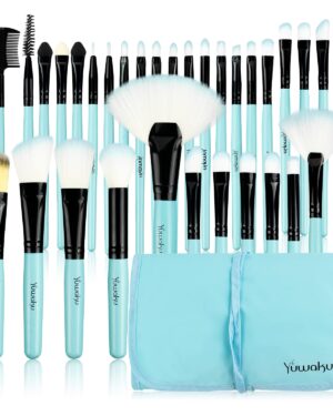 Makeup Brushes Set, 32pcs Blue Premium Cosmetic Make Up Brushes Foundation Blending Blush Concealer Shader Eyeshadow Eyeliner Compatible withTravel Makeup Bag