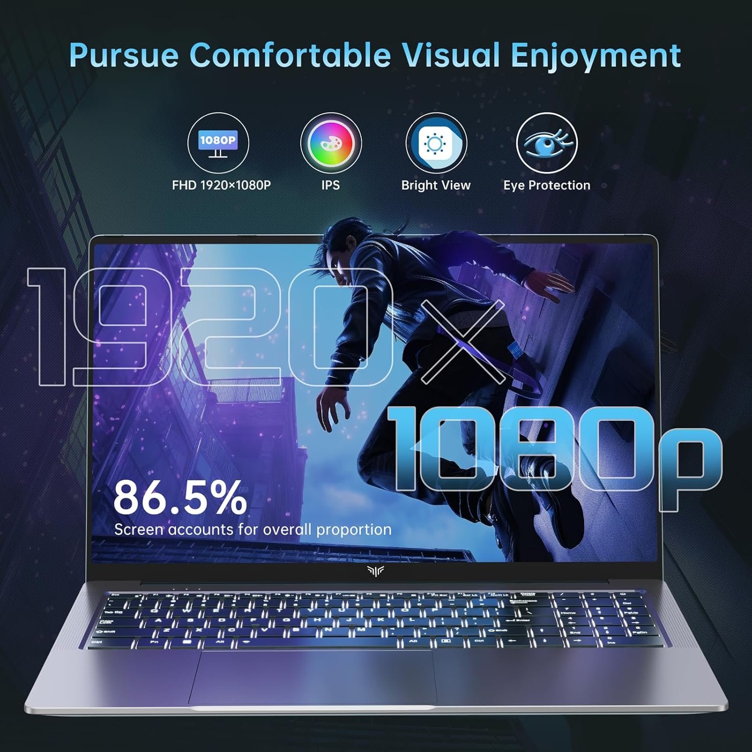 ACEMAGIC 2024 Laptop, 16.1-inch FHD Display Laptop with AMD Ryzen 7 5700U Processor(8C/16T), 16GB RAM 512GB ROM Laptop Computer, Support WiFi 6, 53Wh Battery, with Backlit Keyboard - Image 7