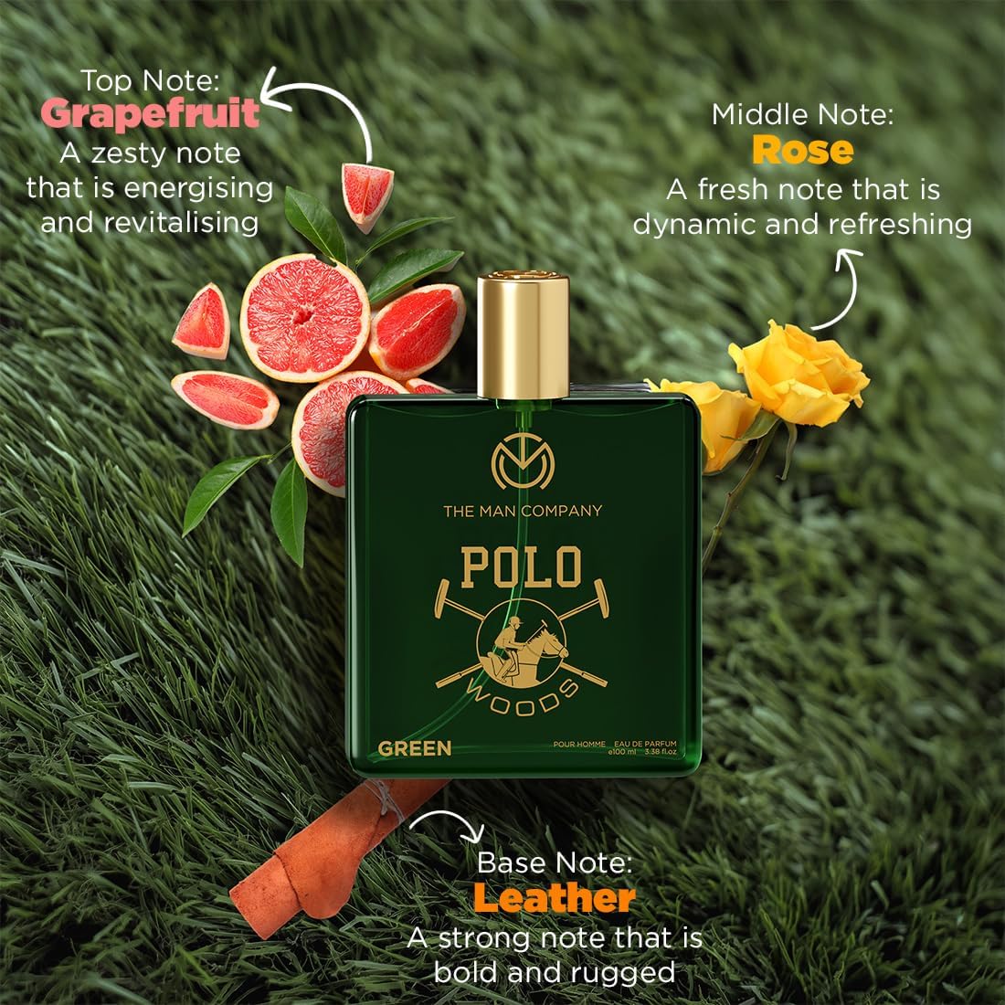 Polo Green EDP for men 3.4 Fl Oz | Premium Perfume | Long-lasting Fragrance | Perfect for Men | Peach, Lavender & Patchouli | Made with Essential Oils