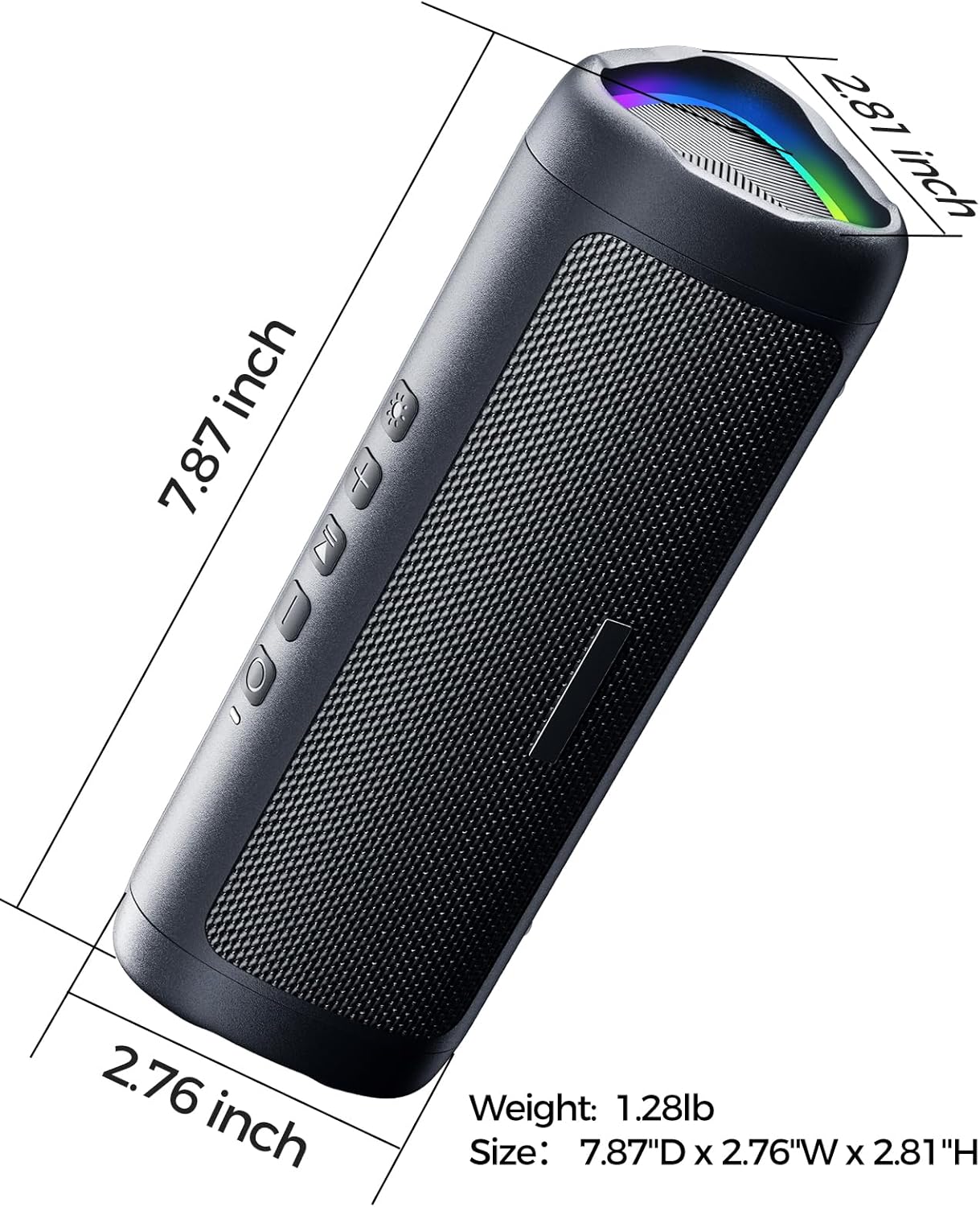 Bluetooth Speaker with HD Sound, Portable Wireless, IPX5 Waterproof, Up to 20H Playtime, TWS Pairing, BT5.3, for Home/Party/Outdoor/Beach, Stocking Stuffers, White Elephant Gifts for Adults (Black) - Image 2