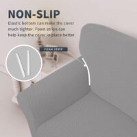 Easy-Going Stretch Jacquard Couch Cover, 1-Piece Soft Sofa Cover, Sofa Slipcover with Anti-Slip Foams, Washable Furniture Protector for Kids, Pets (Sofa, Light Gray1) - Image 3