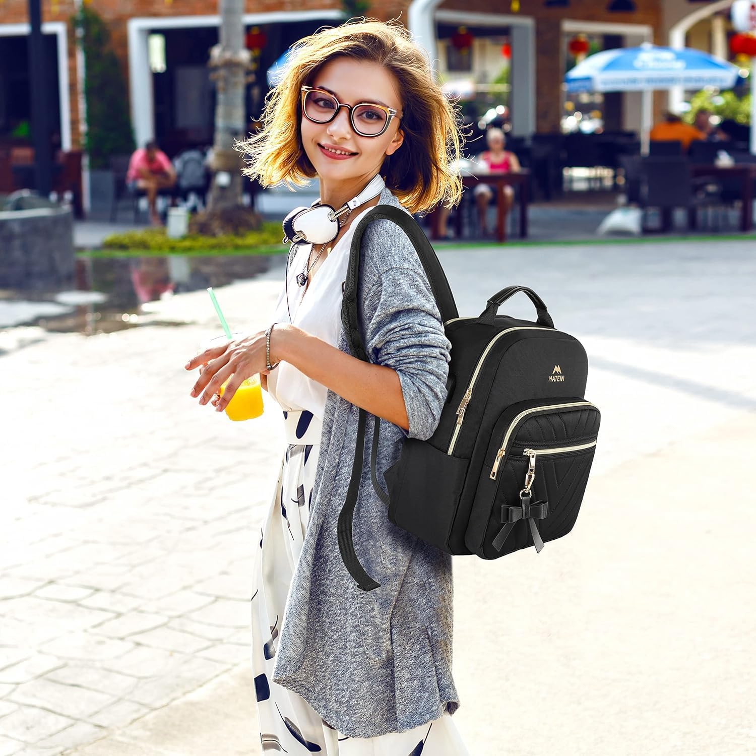 MATEIN Mini Backpack for Women, Waterproof Stylish Daypack Purse Shoulder Bag with USB Charging Port, Lightweight Small Casual Daily Travel Backpack, Lady Girls Gifts for Work School, 2pcs Sets, Black - Image 8