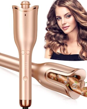 Automatic Curling Iron, Professional Automatic Hair Curler with 1" Curling Wand Large Slot & 4 Temperature & 3 Timer, Dual Voltage Anti-Tangle Rotating Curling Iron with Auto Shut-Off for Hair Styling