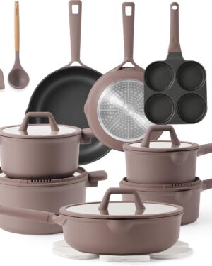 CAROTE 19PCS Pots and Pans Set, Nonstick Cookware Set, Kitchen Cooking Set Induction Non-toxic Granite Set