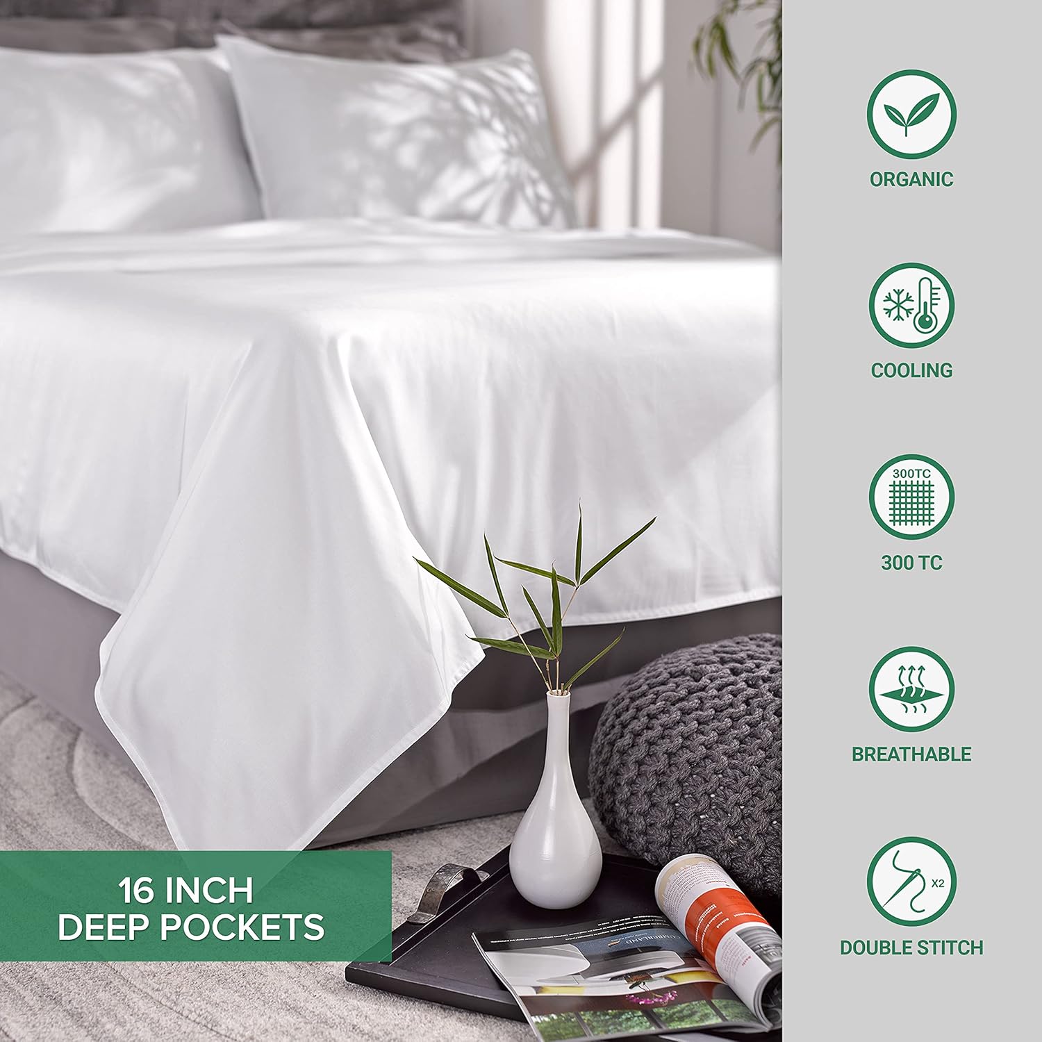 King Sheets by Pure Bamboo, Genuine 100% Organic Viscose Derived from Bamboo Bed Sheet Set, Luxuriously Soft & Cooling, Double Stitching, 2 Year Quality... - Image 9