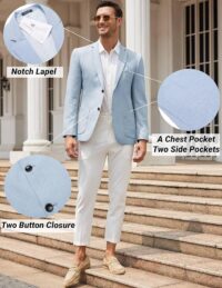 COOFANDY Mens Casual Blazer Sport Coat Lightweight Two Button Business Suit Jackets - Image 3