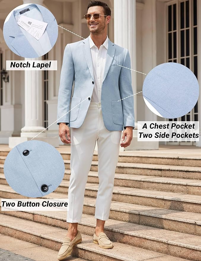COOFANDY Mens Casual Blazer Sport Coat Lightweight Two Button Business Suit Jackets - Image 3