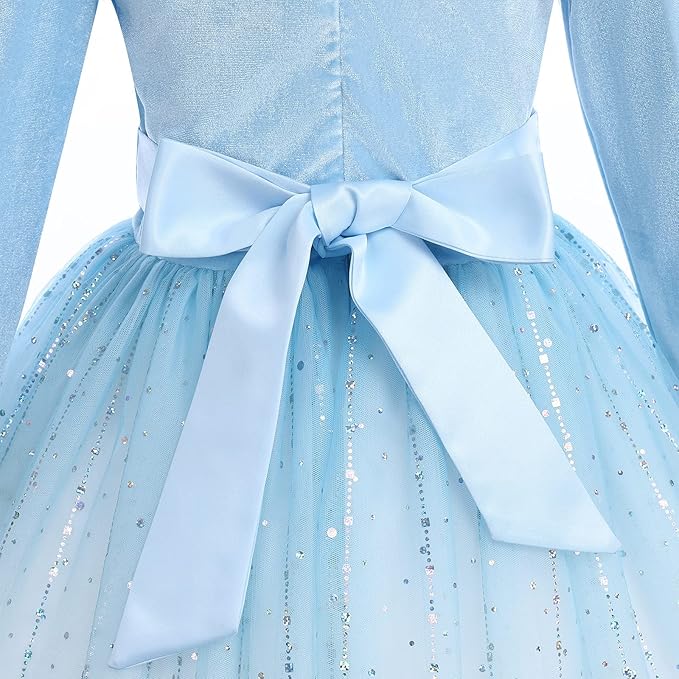 OBEEII Girls Flower Girl Dress Velvet Long Dress Winter Fall Wedding Bridesmaid Maxi Gown 3/4 Sleeve Princess Party Dresses - Image 5