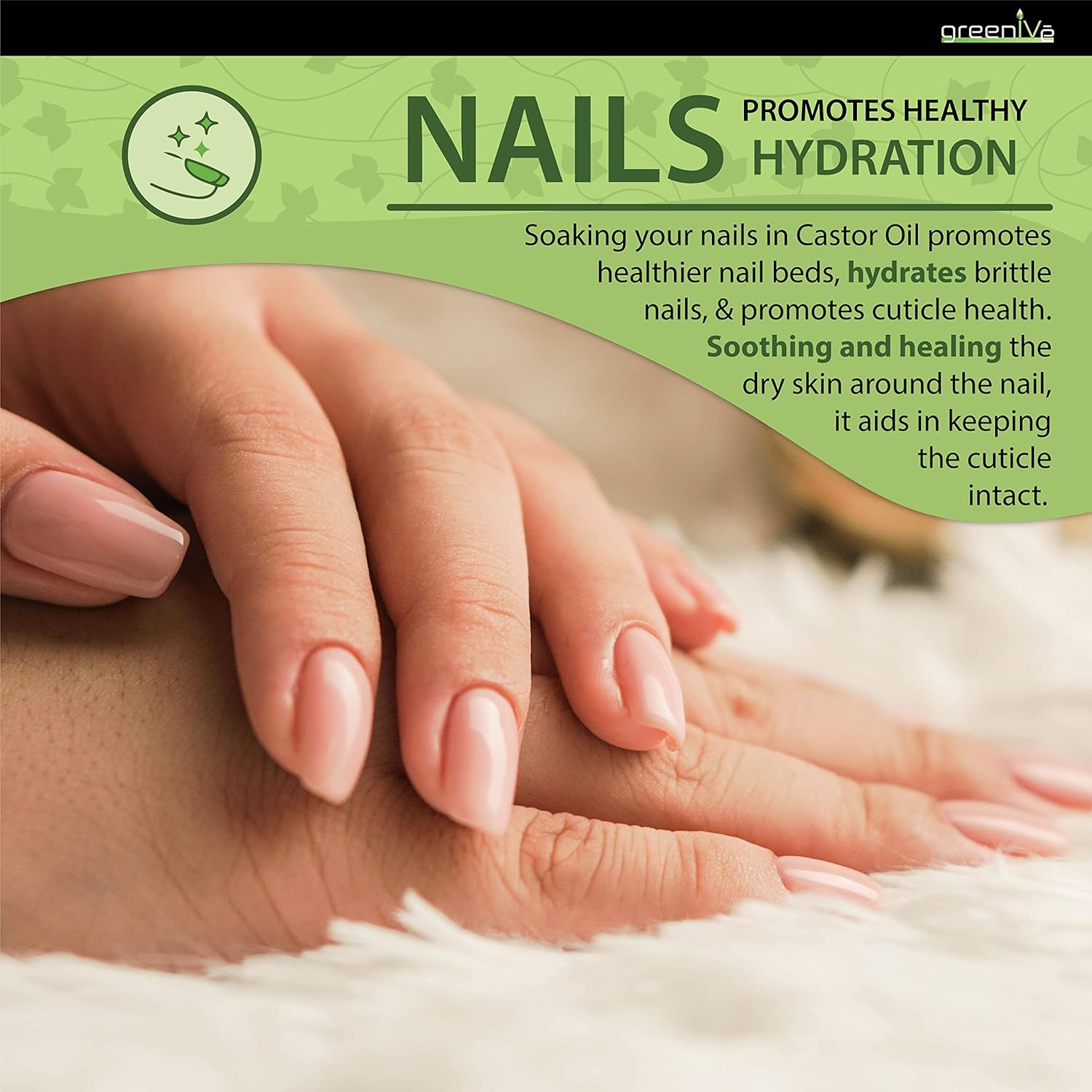 GreenIVe Castor Oil 100% Pure 4 fl oz Bottle Cold Pressed, Hexane Free, Eyelash and Eyebrow Growth Serum, Skin Moisturizer Detox and Wraps - Image 2