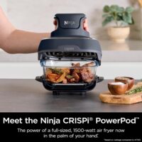 Ninja Crispi 4-in-1 Portable Glass Air Fryer Cooking System, 1500W, 4QT & 6-Cup TempWare Glass Containers with Storage Lids, Microwave, Freezer & Dishwasher Safe, Cyberspace Gray, FN101GY - Image 7