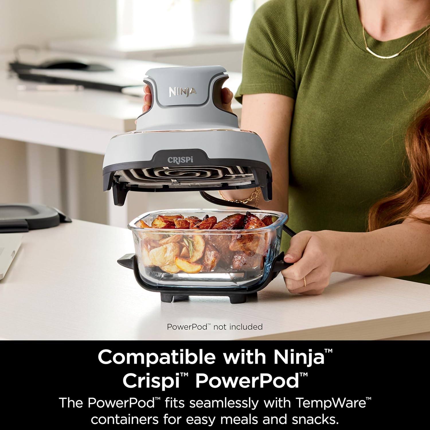 Ninja 6 Cup CleanCrisp Glass Container with Leak-Proof Storage lid, Compatible Crispi® Portable Cooking System, Microwave, Freezer & Dishwasher Safe, PFAS & PTFE Free Glass, XSKSFN6CUP - Image 5