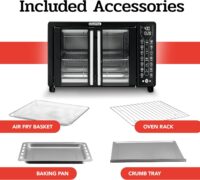 Gourmia Toaster Oven Air Fryer Combo 17 cooking presets 1700W french door digital air fryer oven 24L capacity accessories, convection rack, baking pan tray recipe book GTF7460,Large,Black - Image 2