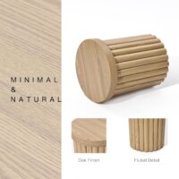 LuxenHome Wood Round Side Table, 19" Fluted End Table for Small Spaces, Mid Century Modern Wooden Accent Tables, Small Bedside Table, Couch Side Table, Nightstand for Living Room Bedroom Couch - Image 6