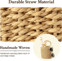 Herald Handmade Straw Top Handle Satchel Handbag for Women, Chic Woven Drawstring Bucket Crossbody Shoulder Purse (Brown) - Image 2