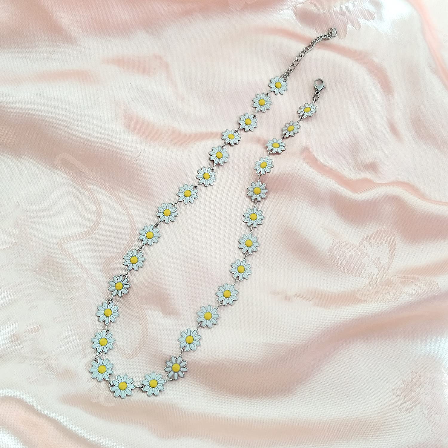 Cute Daisy Flower Necklace Fashion Jewelry For Women Chrysanthemum Choker Enamel Sunflower Neck Jewelry For Women (Necklace) - Image 5