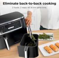 Ninja DZ550 Foodi 10 Quart 6-in-1 DualZone Smart XL Air Fryer with 2 Independent Baskets, Smart Cook Thermometer for Perfect Doneness, Match Cook & Smart Finish to Roast, Dehydrate & More, Grey - Image 6