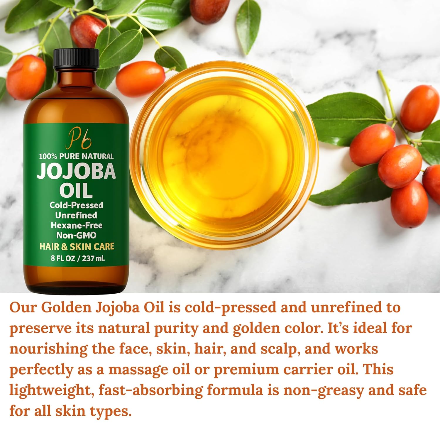 Jojoba Oil – 8 fl oz Glass Bottle – Cold-Pressed, Unrefined & Hexane-Free Jojoba Oil for Hair, Skin & Face – Natural Moisturizer & Lightweight Carrier Oil for Essential Oils, Scalp Care & Massage - Image 8